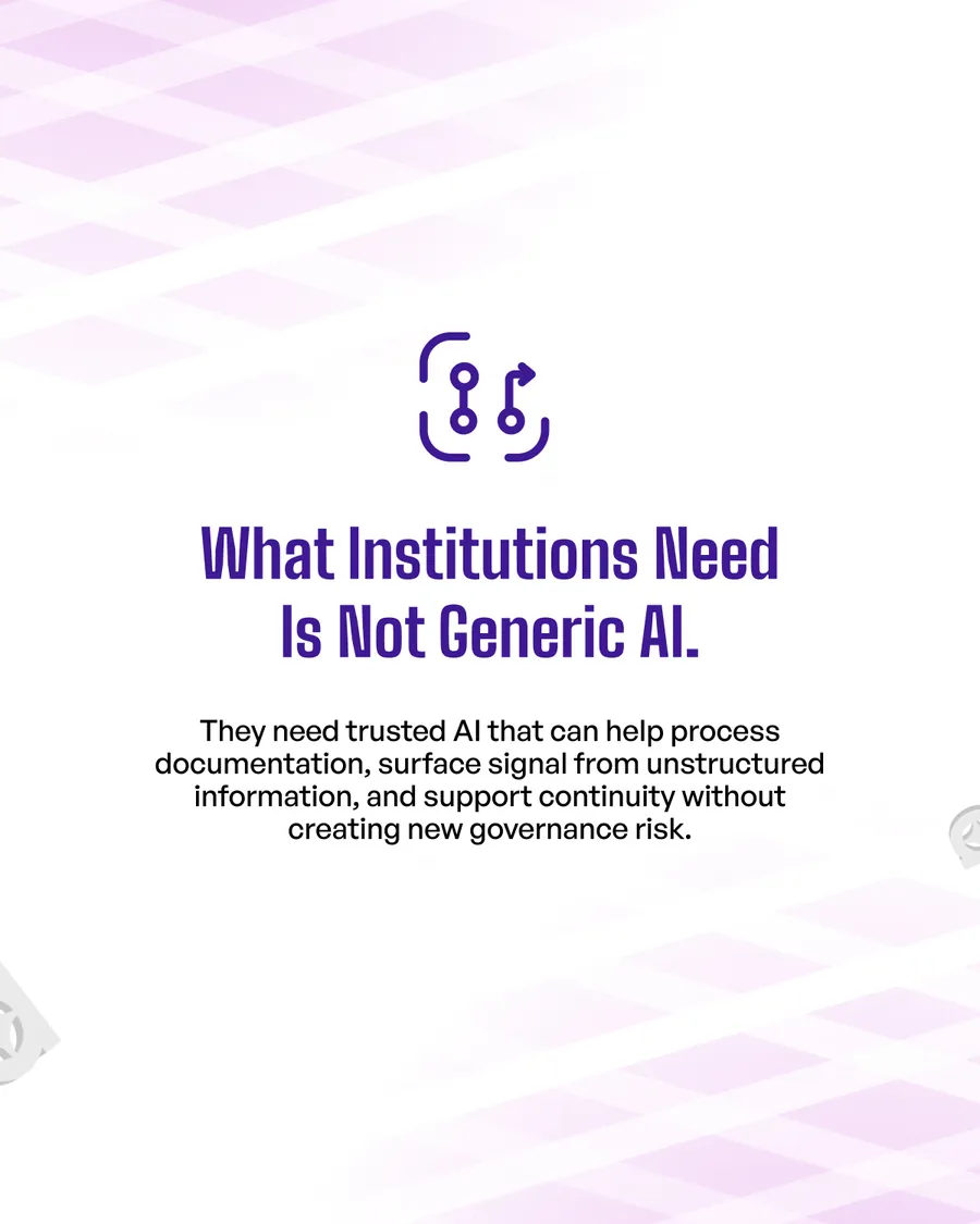 Fourteen slides, the same government deck in English and Arabic: continuity depends on information moving with speed, control and clarity; complexity is rising across every layer; what institutions need is not generic AI; arabic.ai was built for these realities; a stronger layer for coordination and resilience; the strategic question is now clear; sovereign Arabic AI for continuity, coordination and national resilience.