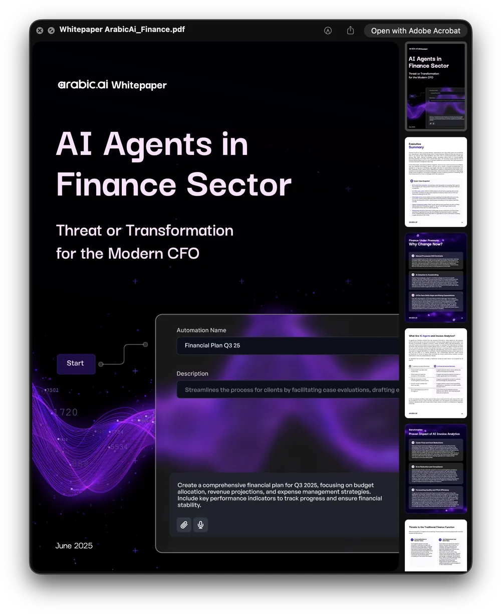 Nineteen arabic.ai documents open on screen with their page thumbnails beside them: Don’t Just Use AI, the government continuity report in Arabic and English, The Dialect Blind Spot, two Ureed one-pagers, the AGRID brochure, How Smart Companies in the Arab World Train for the AI Era, Sovereign Agentic AI for Defense in GCC/MENA, the Saudi Arabic-language compliance guide, the Microsoft credits playbook, 3 Reasons Your Arabic AI Pilot Will Never Reach Production, AI Agents for management consultant, AI Agents in Finance Sector, The Agentic Platform Playbook and Train Arabic LLMs Your Customers Actually Trust.