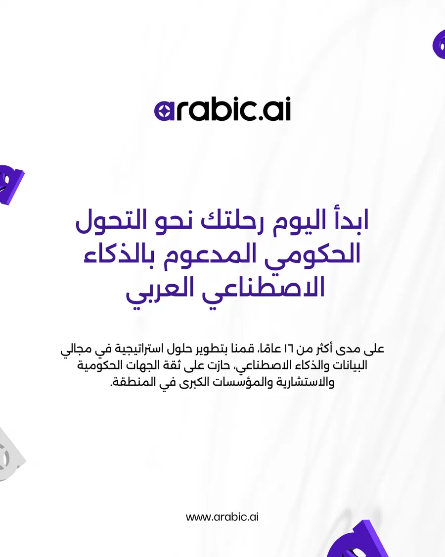 Thirteen slides: two covers — Enterprise AI Isn’t A Chatbot and AI for Governments Isn’t Optional Anymore — over one shared body of regulation without red tape, 24/7 citizen service agents, insights from every corner, and the AI agent you actually need, followed by the same deck set in Arabic.