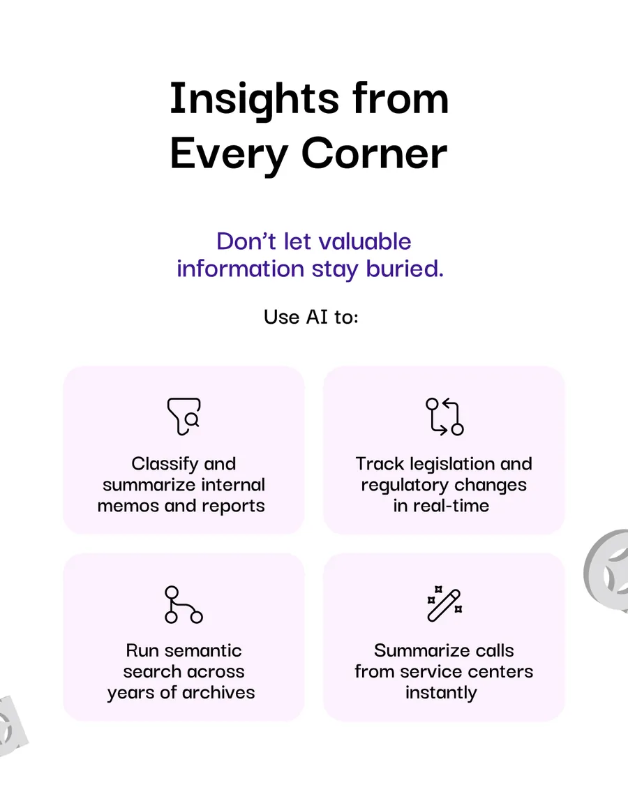 Thirteen slides: two covers — Enterprise AI Isn’t A Chatbot and AI for Governments Isn’t Optional Anymore — over one shared body of regulation without red tape, 24/7 citizen service agents, insights from every corner, and the AI agent you actually need, followed by the same deck set in Arabic.
