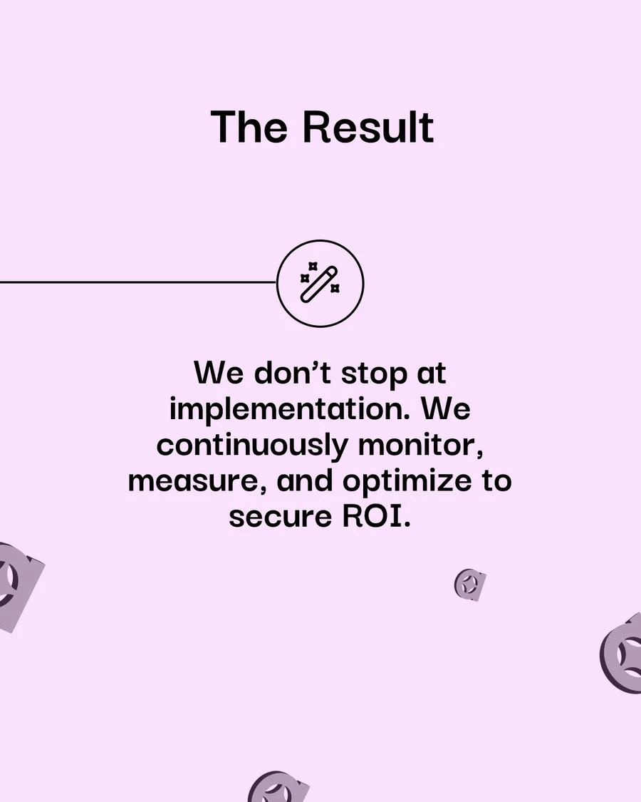 Eighteen slides, three consulting carousels on one template: Data Assets Are Wasted Without Strategy, From Model Idea to Impactful Deployment, and Don’t Just Use AI — Integrate It Deeply; each running What We Do, How We Do It, two Outcome slides, and Trusted Partner to Leading Enterprises in MENA.