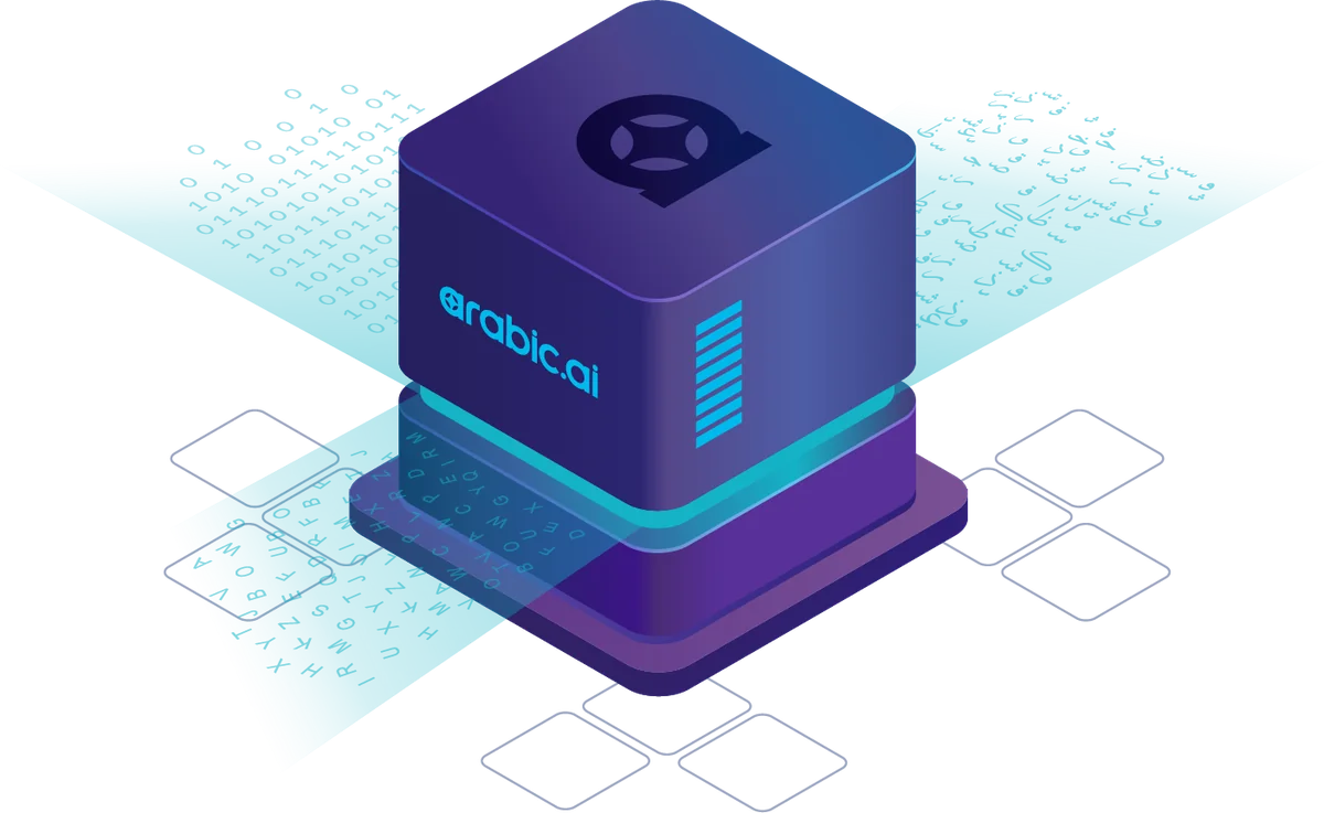 Four isometric product illustrations: the agentic platform and its connectors, the data services pipeline, the LLM as a lit cube on a cyan plane, and the translation management system.