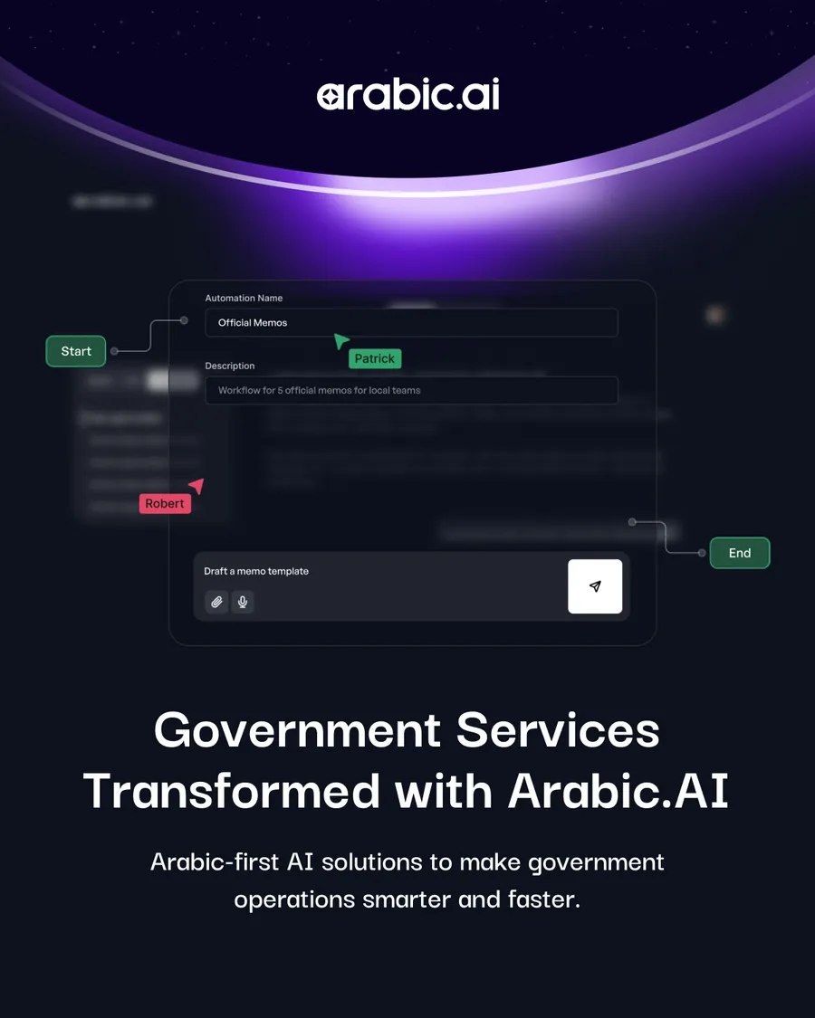 Fifteen announcement posts: We’re Here to Reshape It; Shaping the Future of Arabic AI; Custom AI Agents That Are as Unique as Your Business; Smarter Compliance; Government Services Transformed; Supercharge your Financials Team; AI + Human Expertise; Enterprise-Grade Security You Can Rely On; Not All AI Is Created Equal; Creating RFPs has never been easier; pronoia, the engine behind Arabic.AI; Arabic.AI is shaping what’s next; AI for Healthcare; The Power of Arabic Language Aware AI; Empowering MENA Businesses with Arabic.AI.