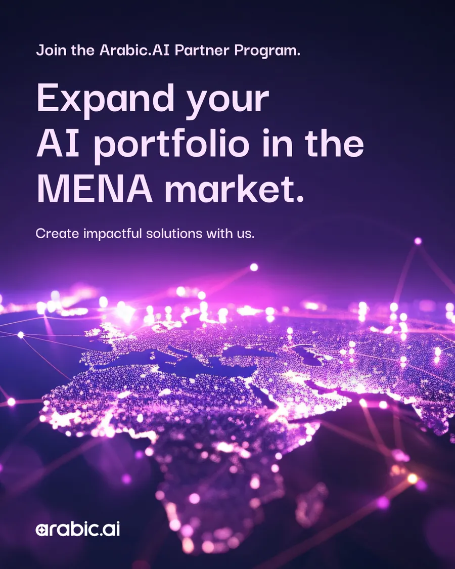Six partner-programme posts in English and Arabic: Enhance your services with Arabic-first tools; Expand your AI portfolio in the MENA market; Deliver solutions made for Arabic-speaking markets.