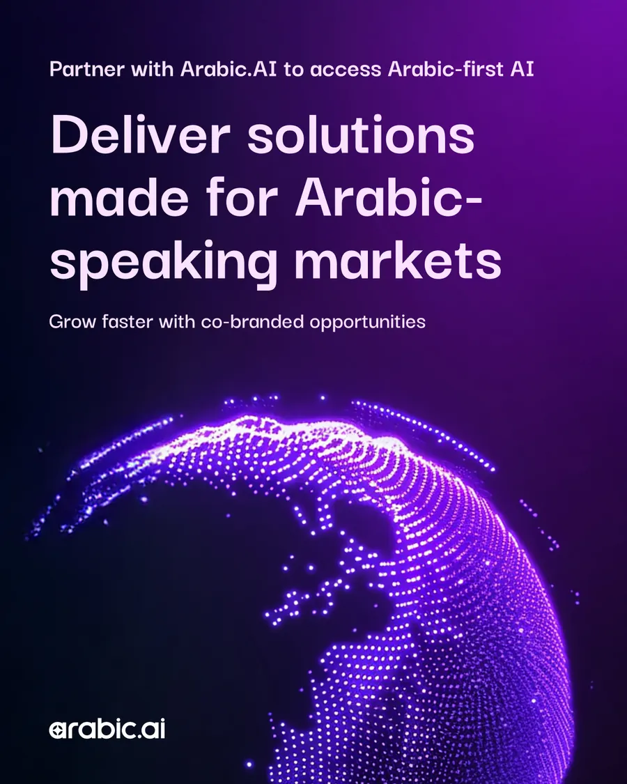 Six partner-programme posts in English and Arabic: Enhance your services with Arabic-first tools; Expand your AI portfolio in the MENA market; Deliver solutions made for Arabic-speaking markets.