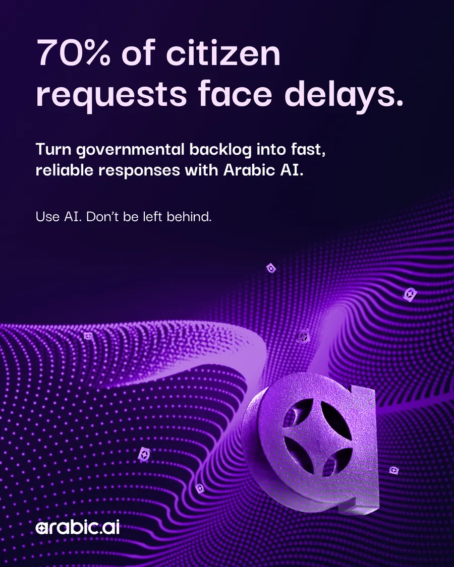 Twelve statistic posts, six in English then the same six in Arabic: 70% of citizen requests face delays; Every 1 missed clause can cost millions; Doctors should spend time with patients, not paperwork; Business Deals lose 30% of value when they stall; You’re hearing only a fraction of your calls; Only 1 in 5 marketing campaigns nail Arabic SEO.