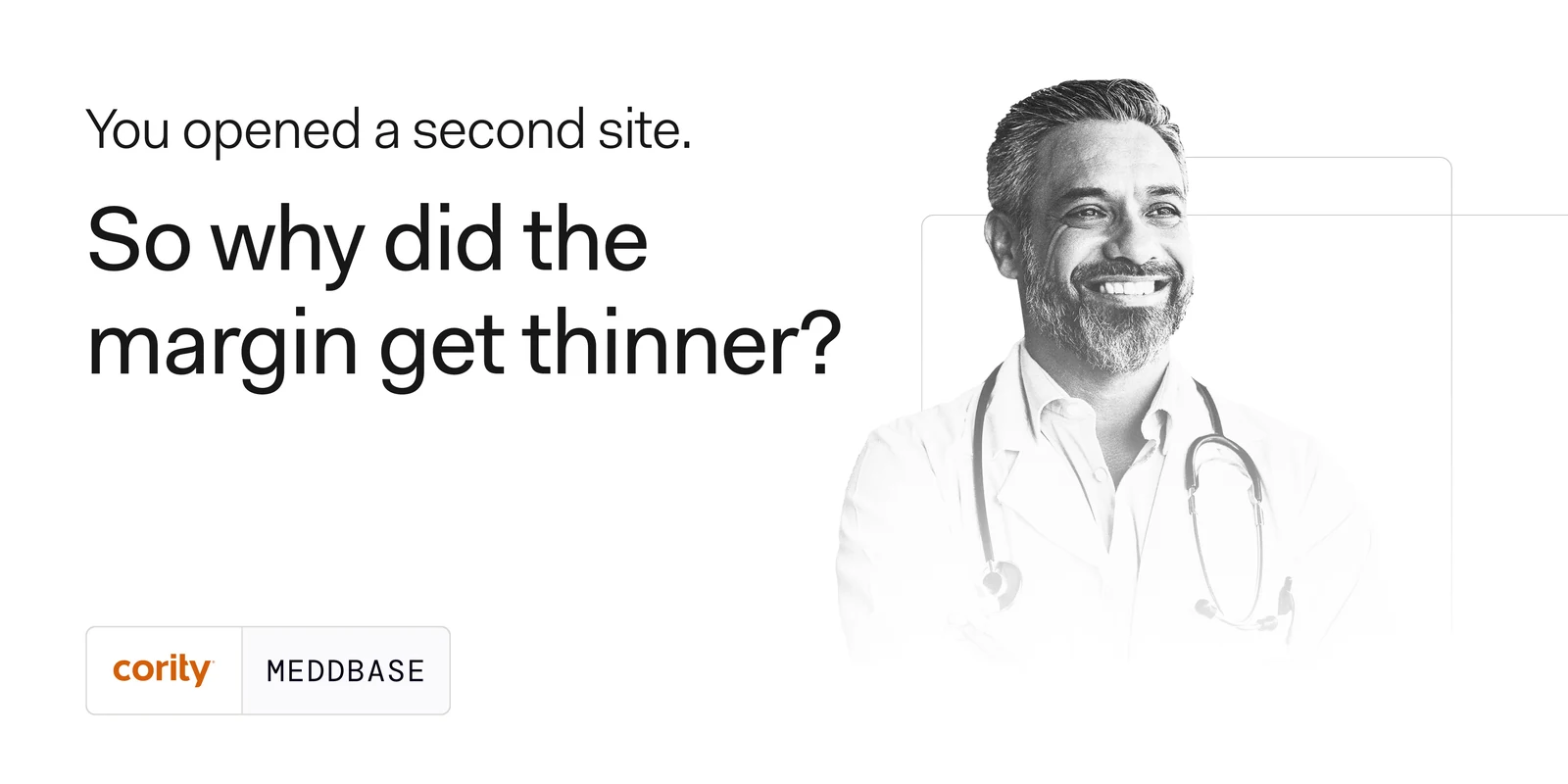 A seven-slide carousel: You opened a second site, so why did the margin get thinner? — it is rarely the clinical work, it is the admin around it; 7 to 10% of private invoices carry an error; 8 to 12% of appointments are missed and never rebooked; on £1.5m turnover that gap runs to six figures a year; one system for booking, notes, billing and recall closes it; and a profitability calculator to close.