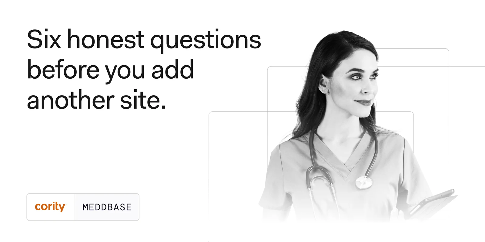 A seven-slide carousel: Six honest questions before you add another site — can you see one patient record across every location, does a missed appointment get chased on its own, can you pull a payer-ready report in minutes, does a new clinician add admin or absorb it; paused on any of them, the system is the bottleneck; and a two-minute scale assessment to close.
