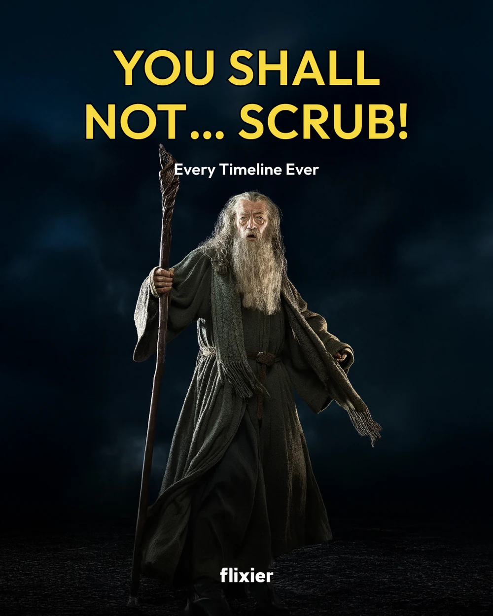 Six reaction posts: You shall not… scrub, a wizard facing a wall of render errors; and an Office-style grid reacting to AI text editing, each leaving a slot for an interactive GIF.