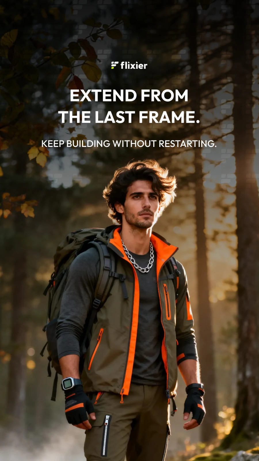 Six vertical posts on generation inside the timeline: AI video generation inside the timeline; if it’s not in the timeline it’s not finished; AI clips are easy, finishing videos isn’t; generate, extend and connect videos inside the timeline; extend from the last frame; generate from any frame.