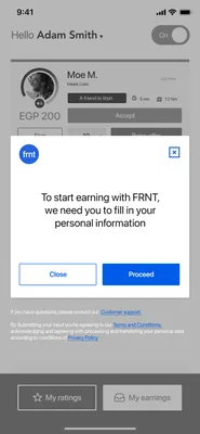 Accepting a request for the first time.