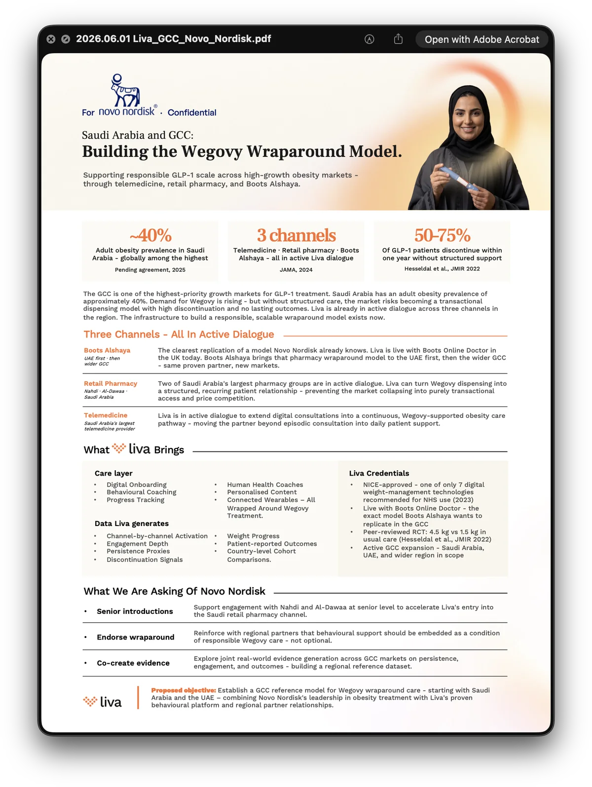 The market papers: Saudi government, public sector in English and Arabic, insurance, private hospitals, occupational health, a pharmacy-led model in the Netherlands, and the Wegovy wraparound model with Novo Nordisk.