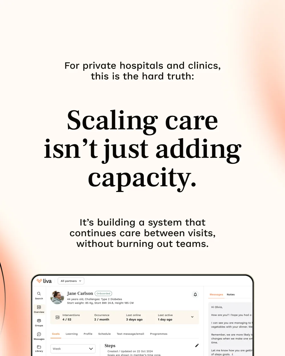 A seven-slide carousel: we talk about chronic care like it happens in clinics, and what happens in the 167 hours between appointments.
