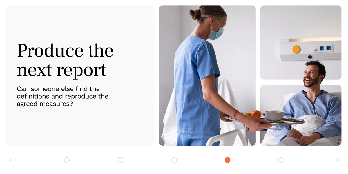 A five-slide wide carousel: the pilot lead is away — can the service keep running? Follow a new referral, follow an unresolved query, produce the next report, and rehearse the handover before expansion.