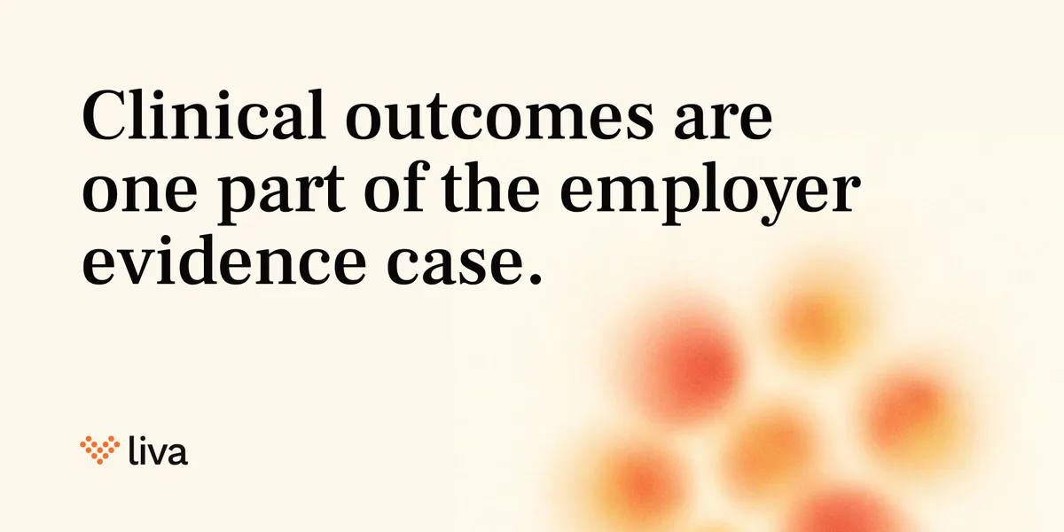 A five-slide carousel in the wide format: clinical outcomes are one part of the employer evidence case, 74 per cent achieving HbA1c in the normal range, 12 per cent average weight loss.