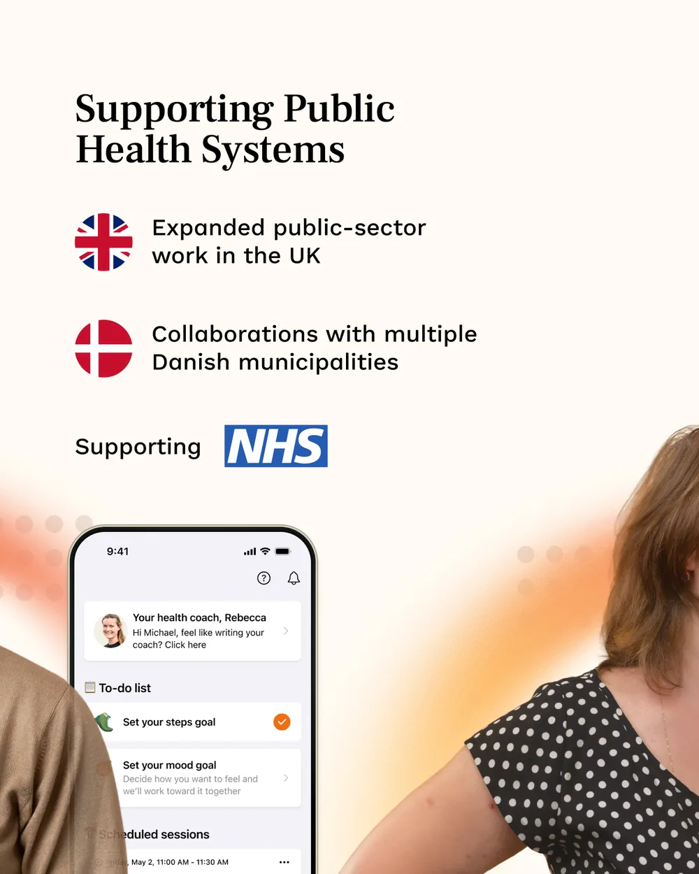 An eight-slide 2025 review: expansion into Germany and Saudi Arabia, public-sector work in the UK and Denmark, three product launches, 100,000 patients supported.