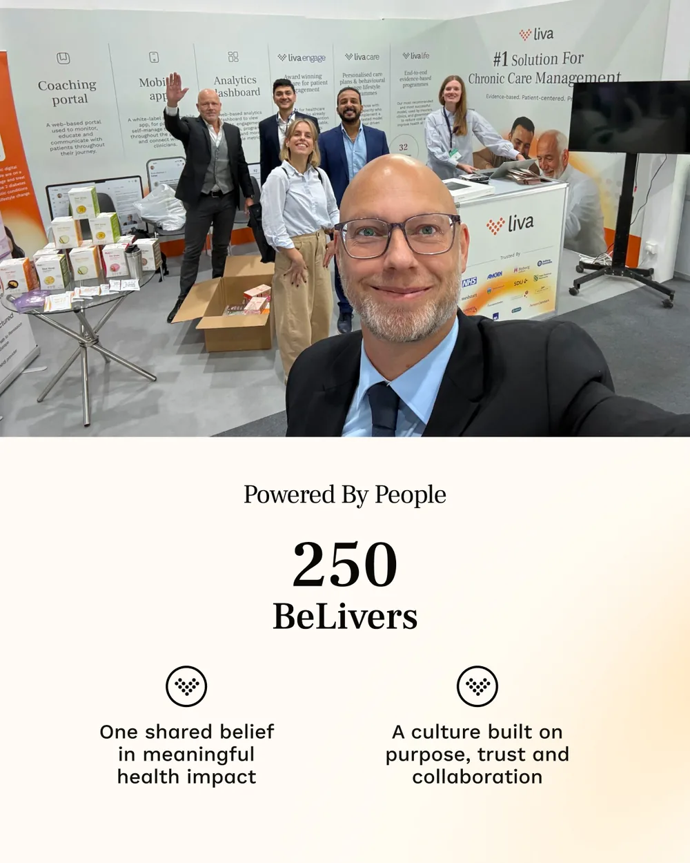 An eight-slide 2025 review: expansion into Germany and Saudi Arabia, public-sector work in the UK and Denmark, three product launches, 100,000 patients supported.