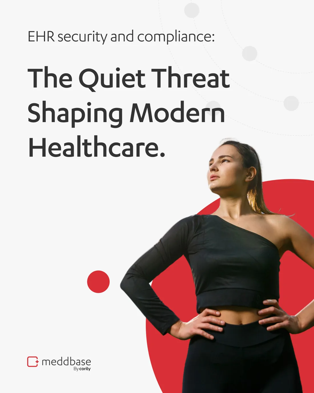 An eight-slide carousel, EHR security and compliance: The Quiet Threat Shaping Modern Healthcare — from what efficiency really rests on, through the mortality figure and the cascade after a breach, to what a compliant EHR should deliver.