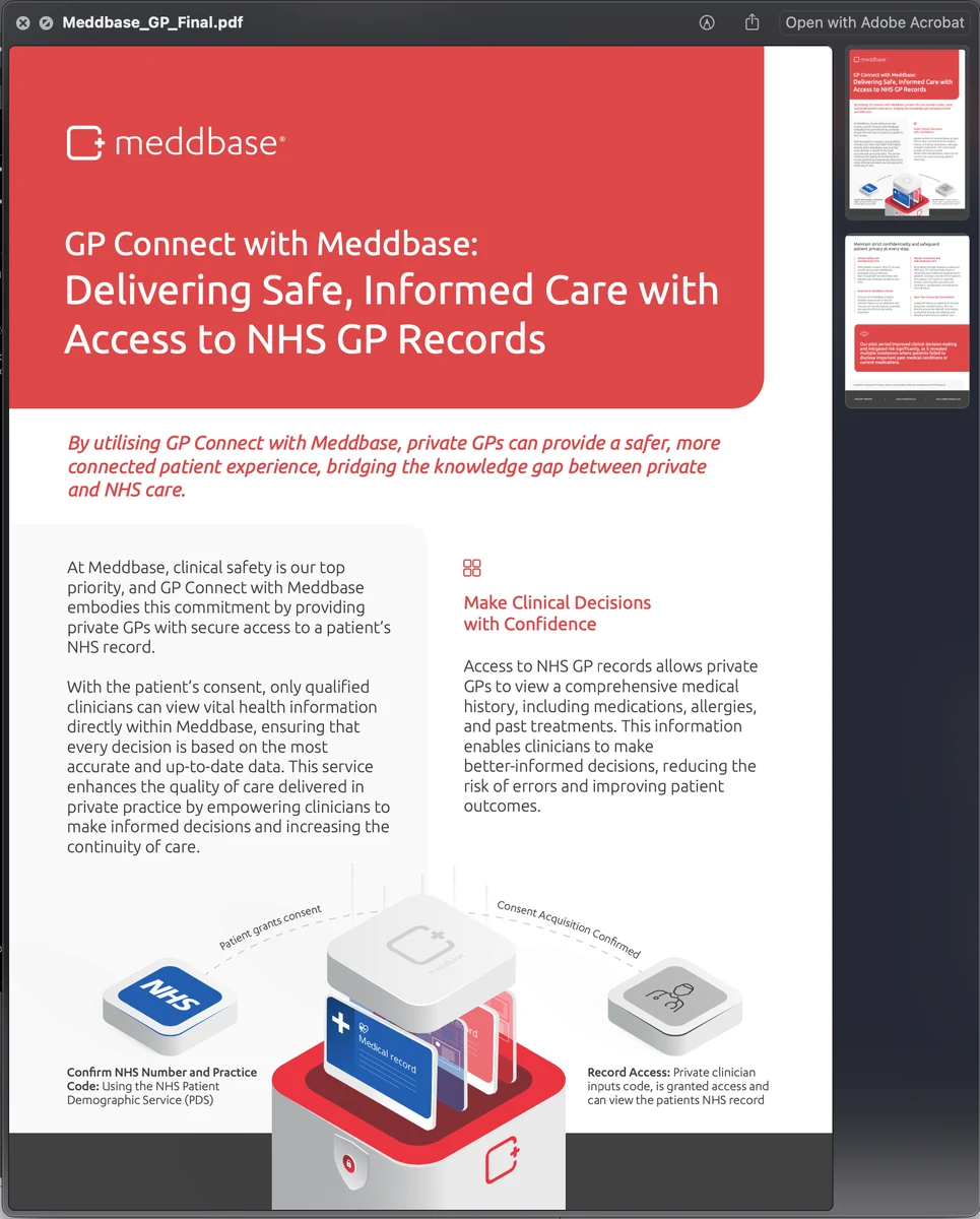 GP Connect with Meddbase: delivering safe, informed care with access to NHS GP records.