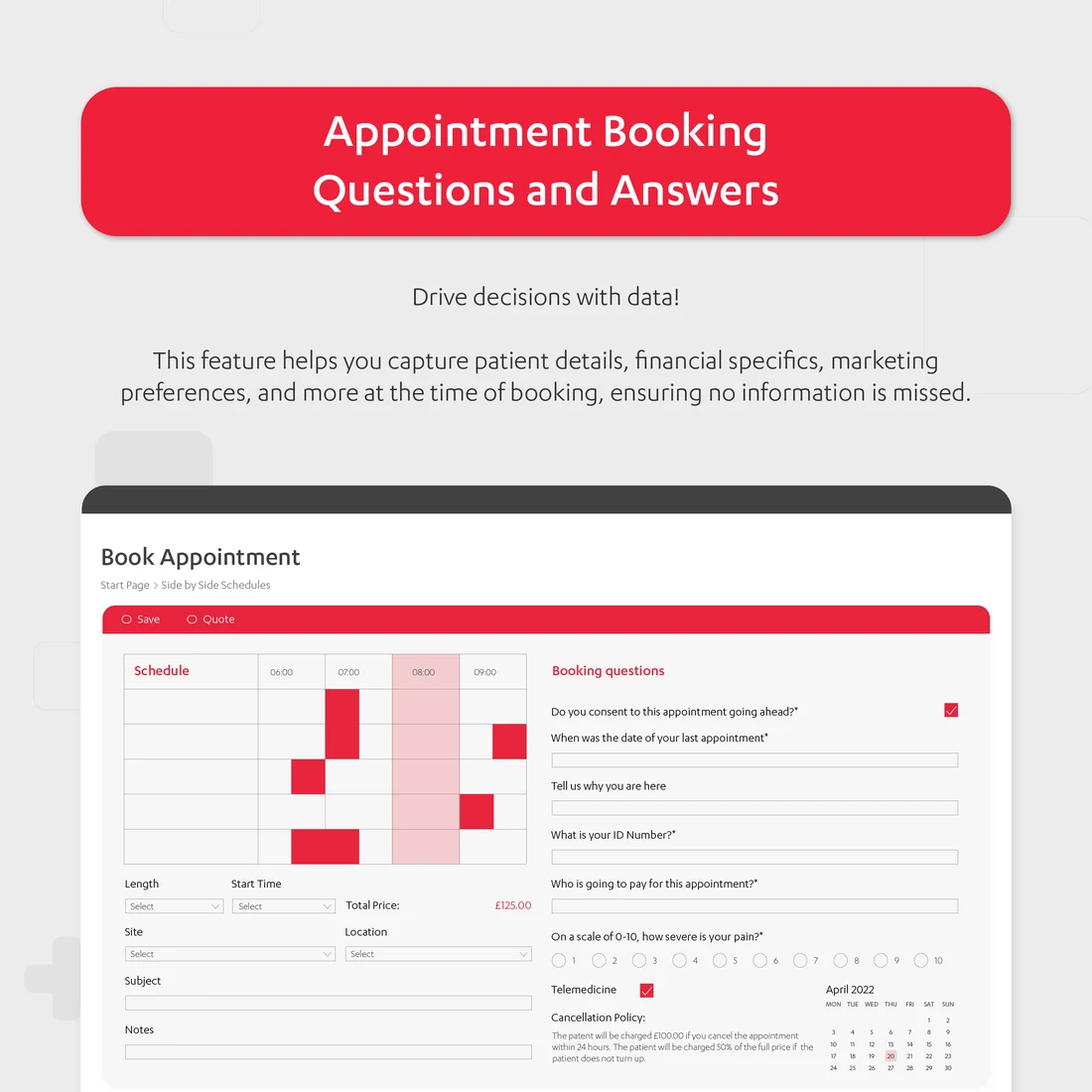 A five-slide carousel, Five Meddbase Features and Updates You May Have Missed: the form builder, the duplicate patient worklist, gender identity and pronouns, and appointment booking questions.