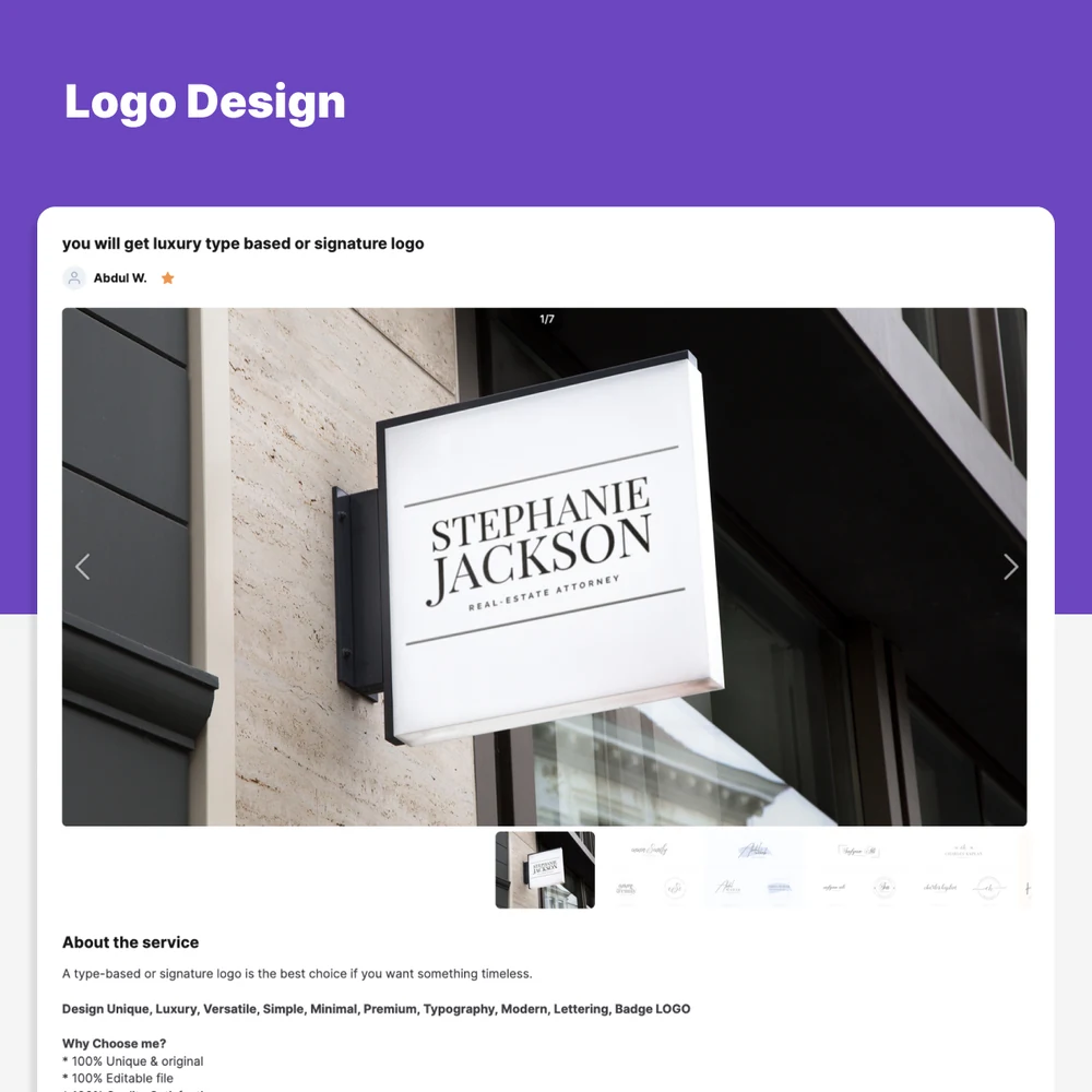 A six-slide carousel of services on Ureed.com: logo design, PowerPoint presentation, translation, copywriting and translating English to Arabic, and floor plans and 3D elevations, each shown as a live listing.