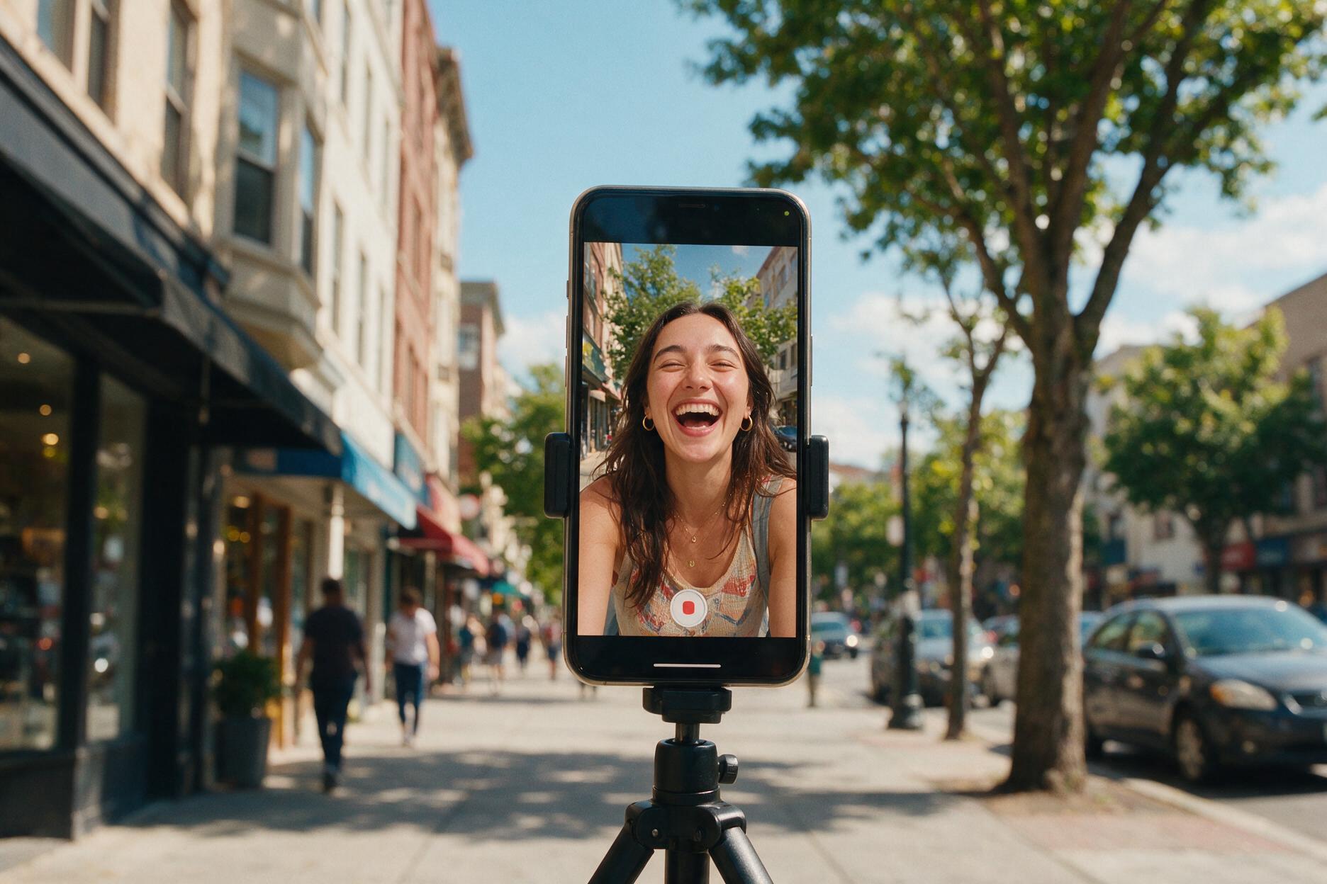 Filming vertical video on a phone