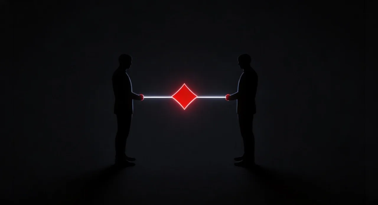 Two silhouetted figures connected by a glowing line linked by the red Tarjama diamond, symbolising communication solutions